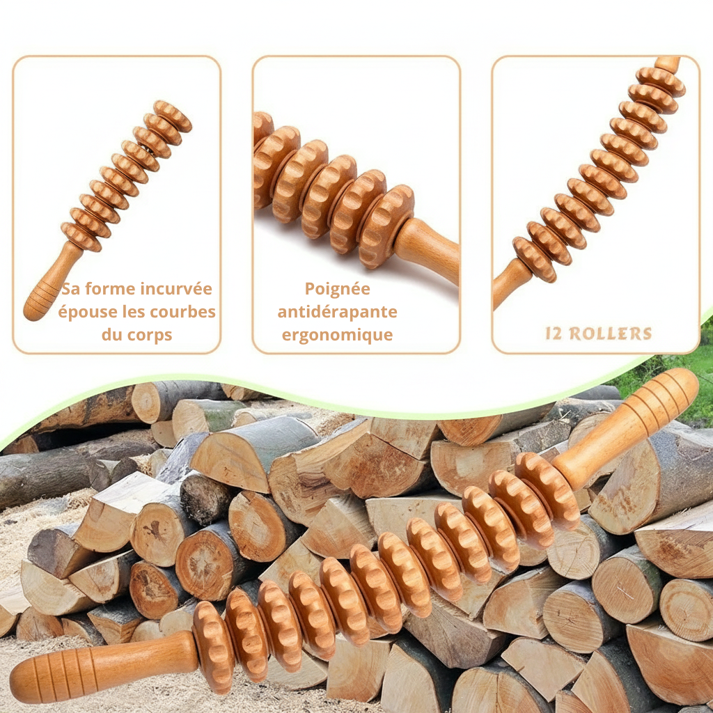 Rouleau de massage corporel en bois Maderoterapia — Madera Thérapie