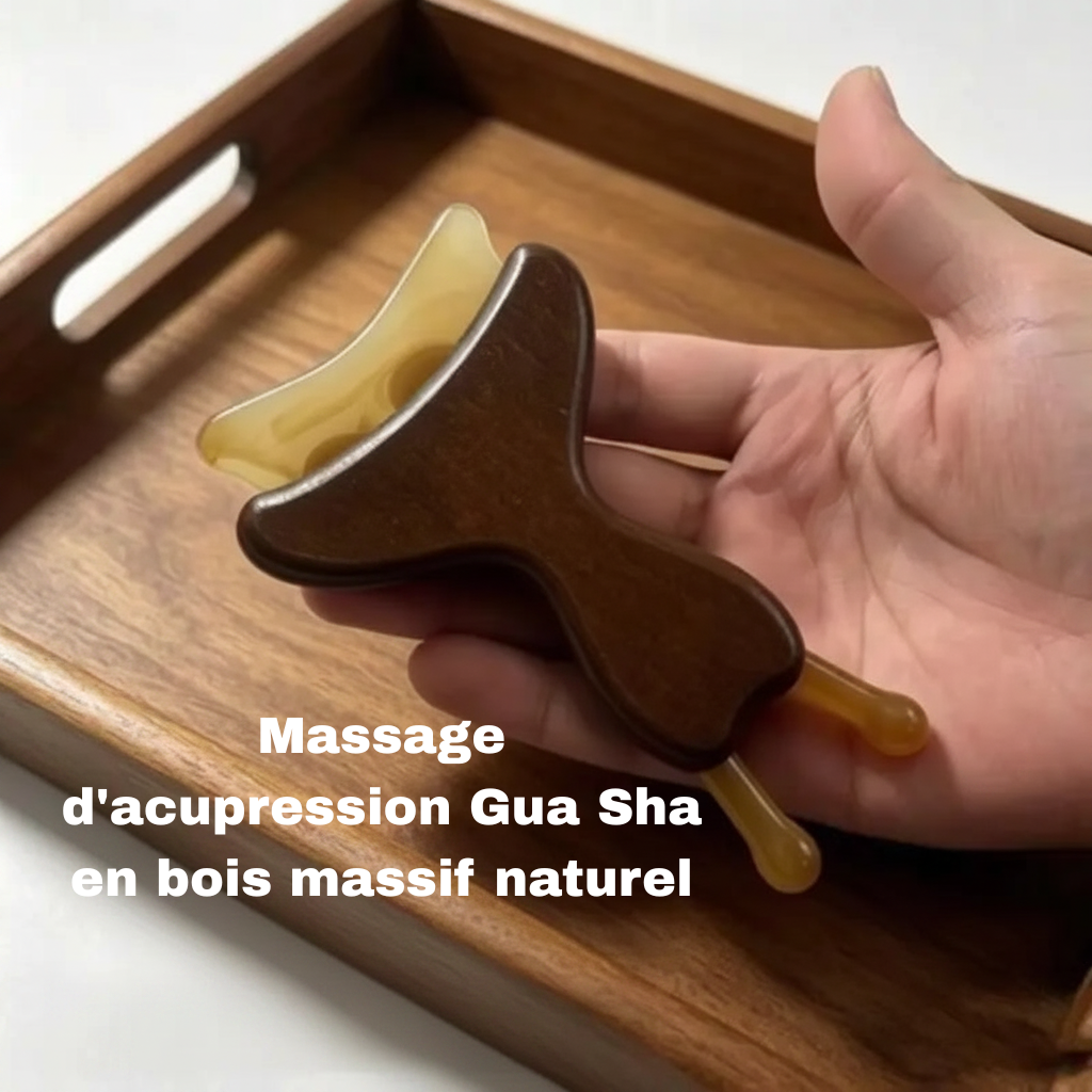 Masseur facial Gua Sha en bois de santal — Maderoterapia visage
