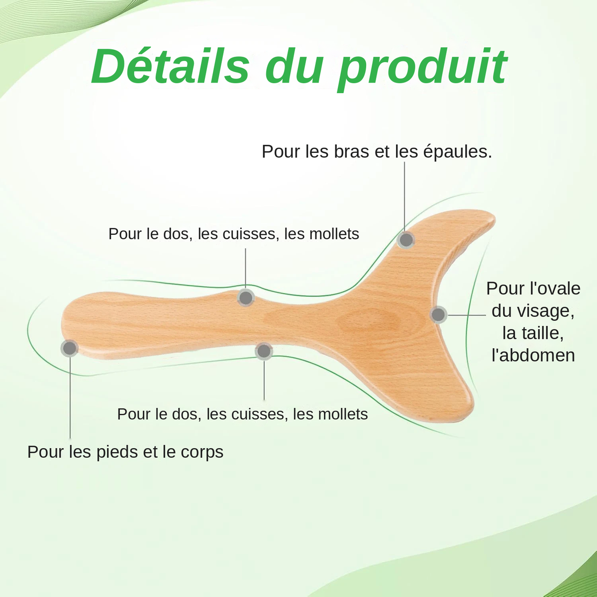 Outil de massage manuel en bois pour le corps
