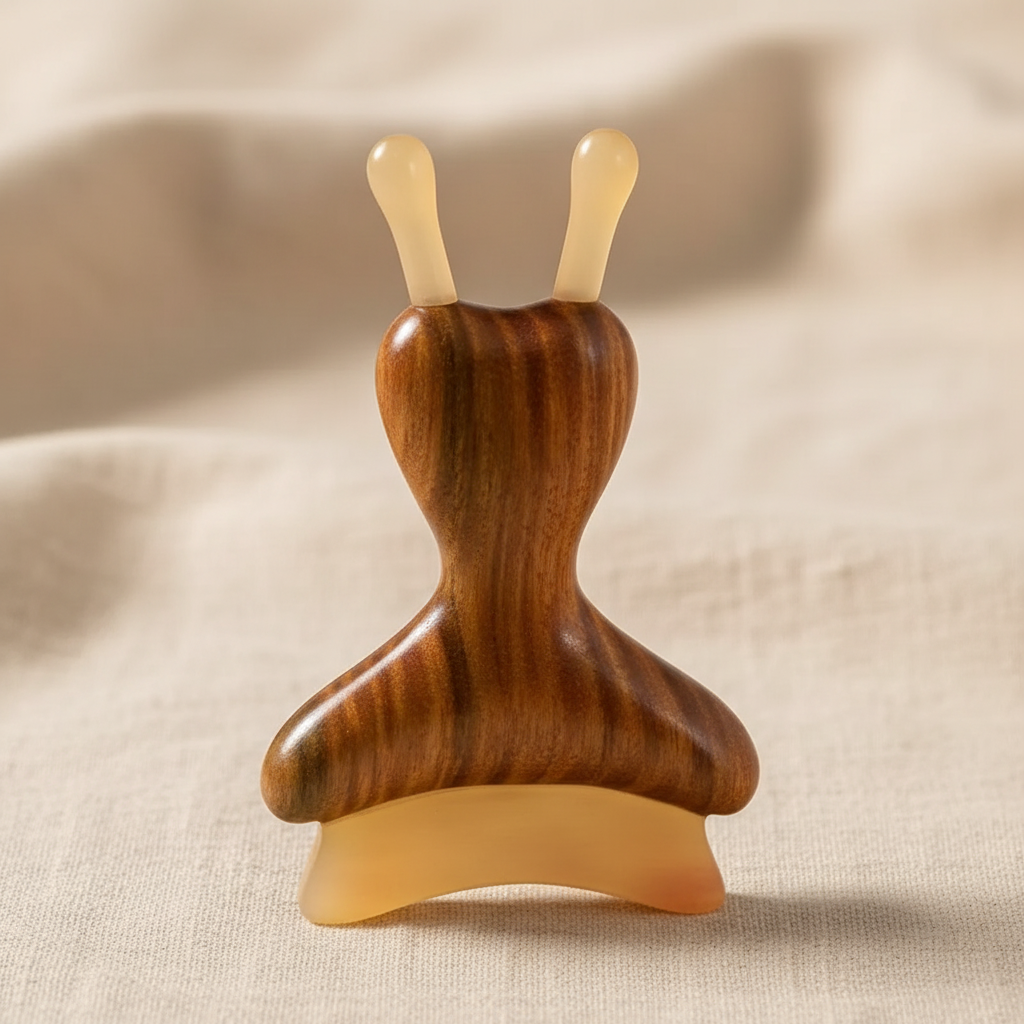 Masseur facial Gua Sha en bois de santal — Maderoterapia visage