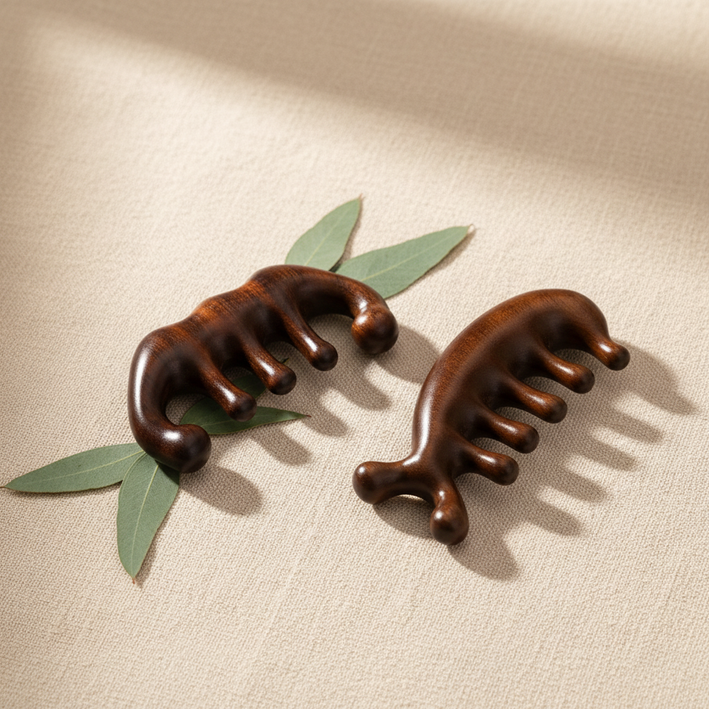 Lot de 2 peignes masseurs en bois - style spa